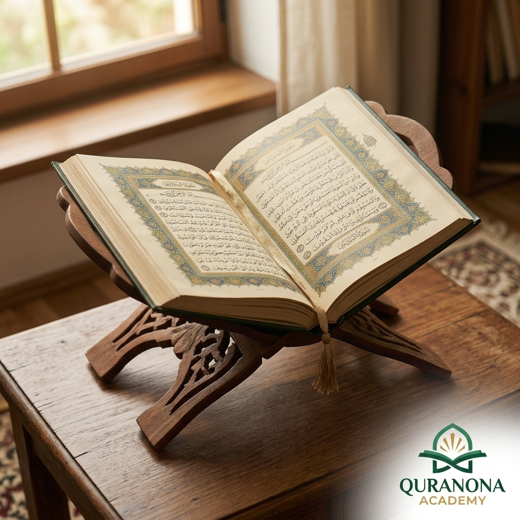 An open classical Quran mushaf representing Quranic Arabic — Quranona Academy