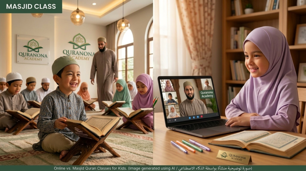 Comparison between online and masjid Quran classes for Muslim children