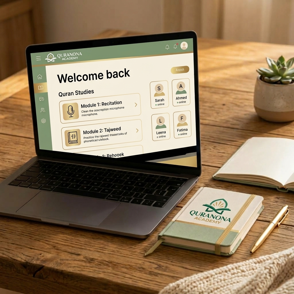 An online Arabic class setup complementing daily independent practice — Quranona Academy