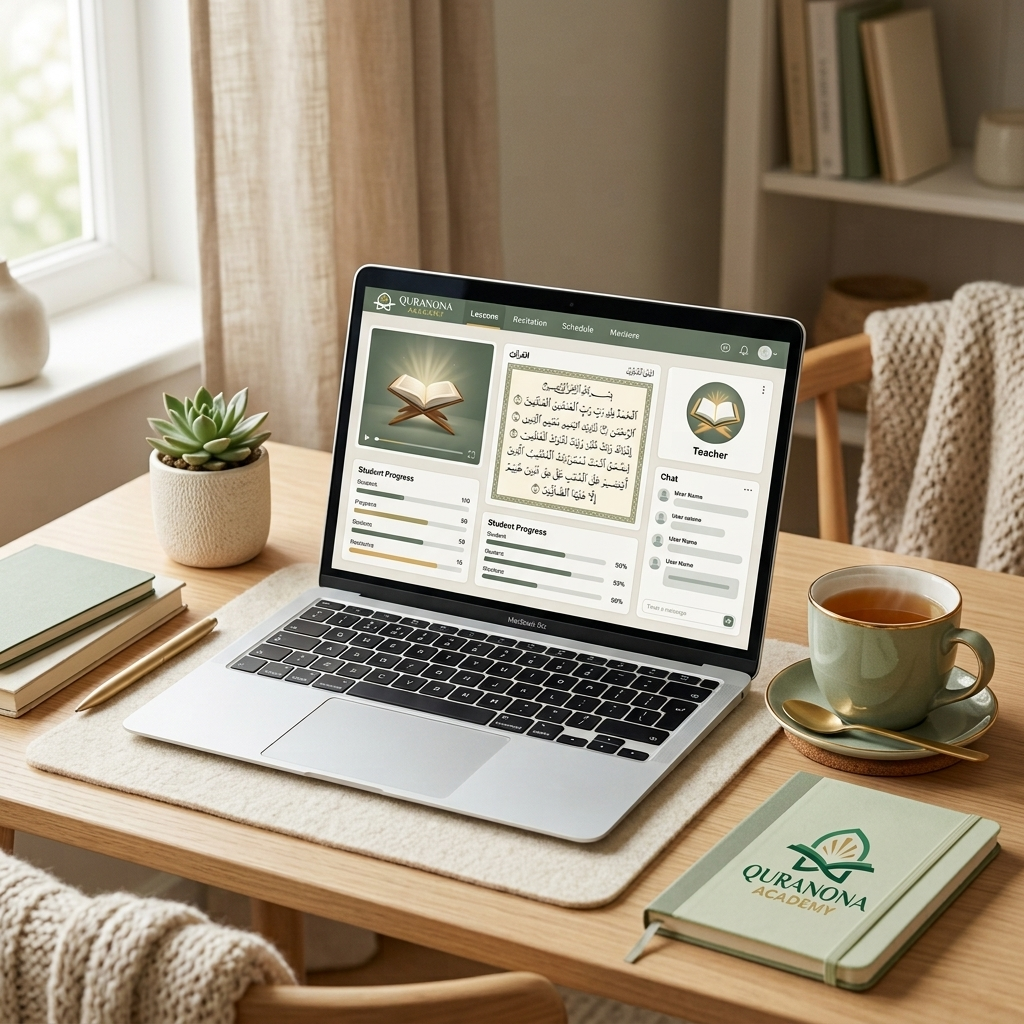 Online one-on-one Quran class setup at home — Quranona Academy