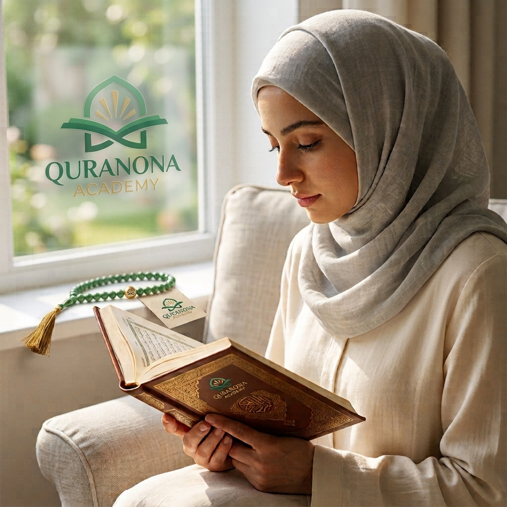 A person peacefully reading Surah Al-Kahf on a Friday, seeking spiritual light and connection.
