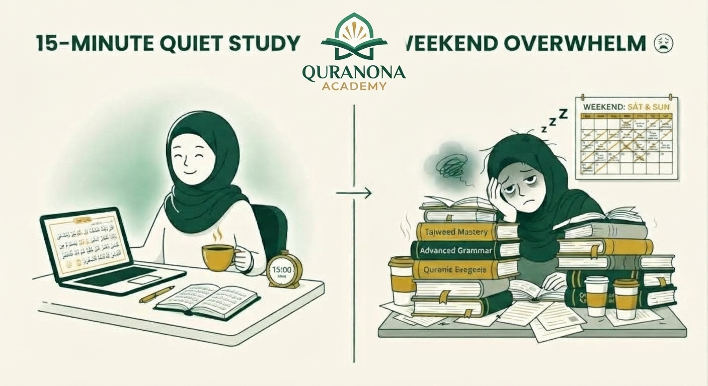 Comparison between daily 15-minute study routine and exhausting weekend study sessions